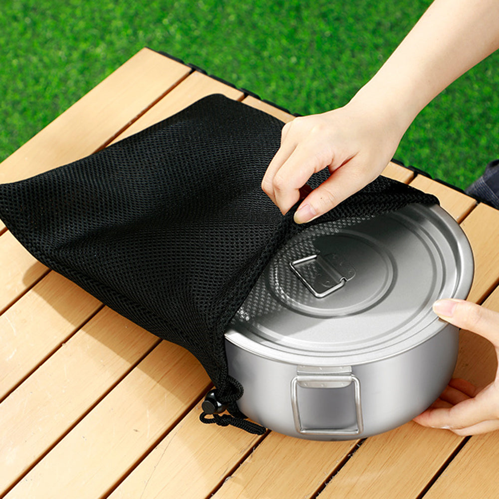 Yurtrian Lightweight Titanium Mess Kit for Hiking and Camping Cookware Set with Folding Handle Including Pot