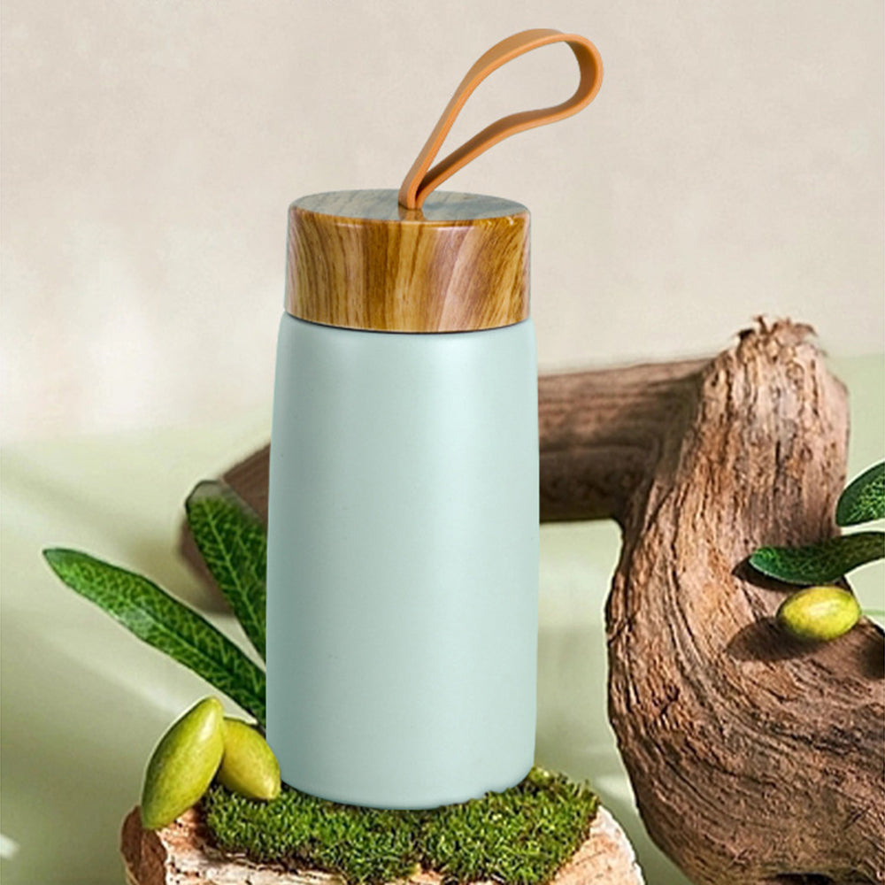 Portable Travel Wood Grain Lid Insulated Coffee Mug 304 Stainless Steel Tumbler Thermos Vacuum Flask 230ml Mini Water Bottle Cup