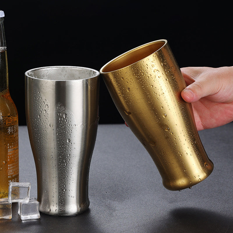 Yurtrain Stainless Steel Double Walled Thermal Beer Stein Curved Keep Cold Party Travel Stackable Coffee Cup