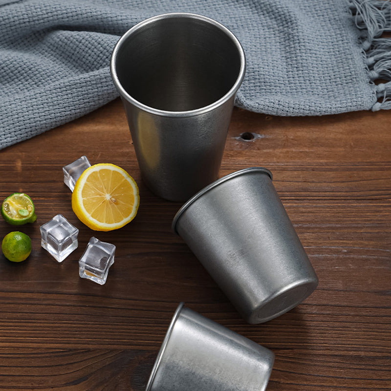 Yurtrian Custom Logo Retro Matte Silver 304 Stainless Steel Dishwasher Safe Industrial Style Restaurant Beer Stein Camping