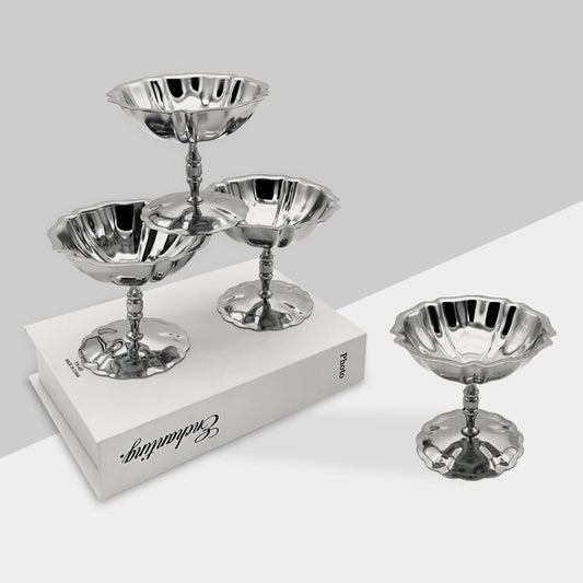 Premium Stainless Steel Ice Cream Cone Holders Dessert Cups Customized Logo Mini Dishwasher Safe Frozen Dessert Supplies
