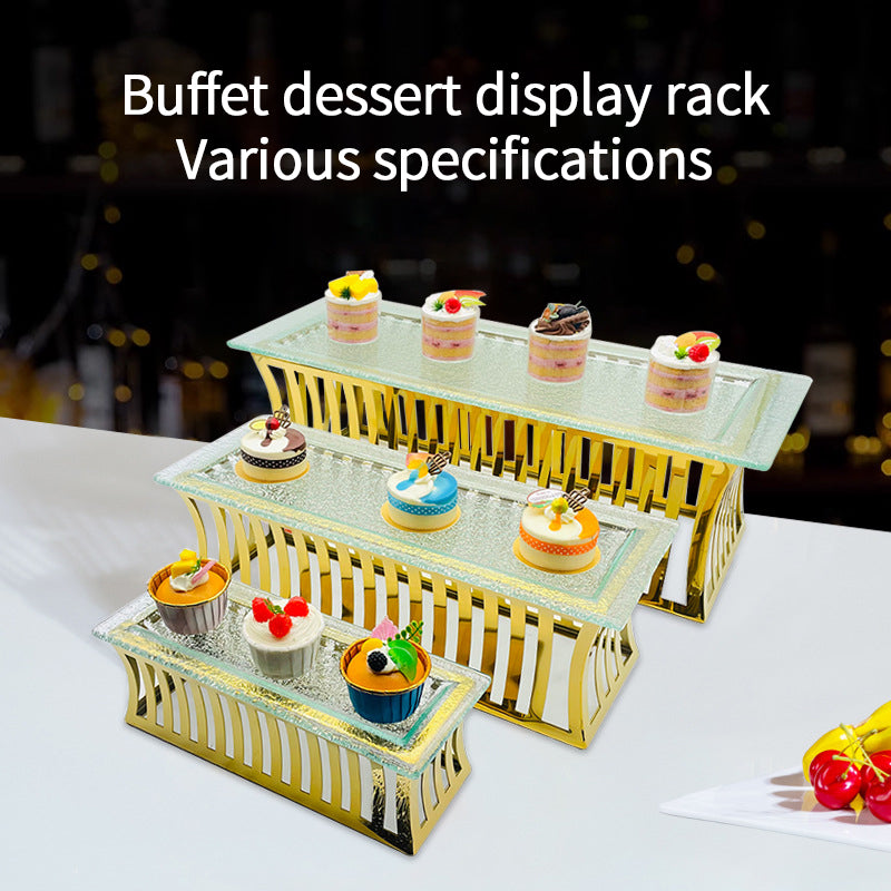 Modern Reusable Stainless Steel Circle Double Layer Eco-Friendly Buffet Dessert Stands High Risers for Catering Decorations Cake