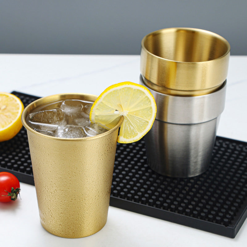 Wholesale Durable Freezer Safe 304 Stainless Steel Hammered Gold Diamond Pattern Japandi Style Beer Stein for Restaurant Use