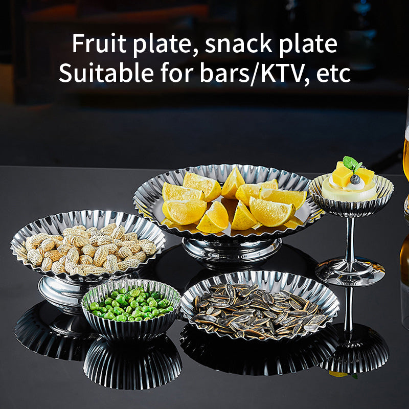 Yurtrain Korean Style Frost Oval Shape Stainless Steel Outdoor Tea Table Dried Fruit Plate Ornaments Creative Snack Bowl Fruits