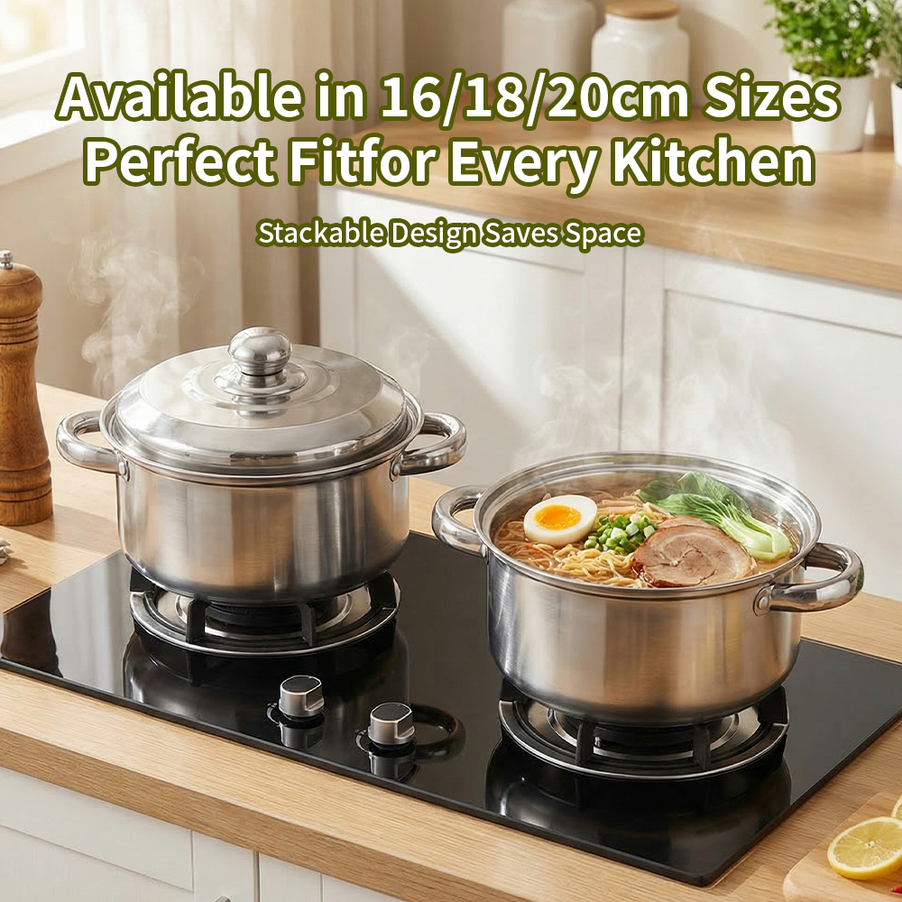 Yurtrain Multifunction Large Capacity Kitchen Cookware Pot 3 Pieces Stainless Steel Ollas Soup Pot Set Cookware Set