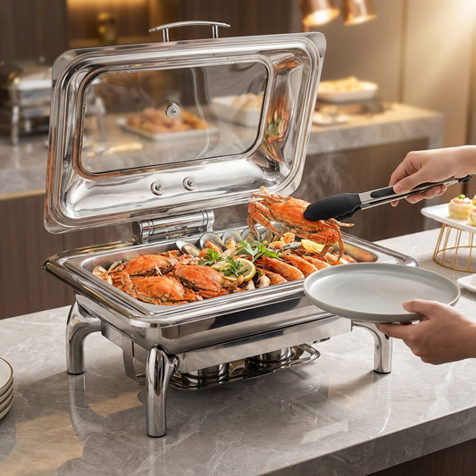 Commercial Hotel Buffet Food Warmer Stainless Steel Rectangular Fuel Heating for Restaurant Use