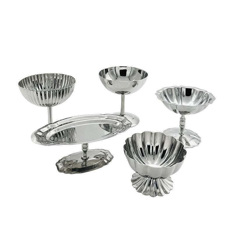 Premium Stainless Steel Ice Cream Cone Holders Dessert Cups Customized Logo Mini Dishwasher Safe Frozen Dessert Supplies