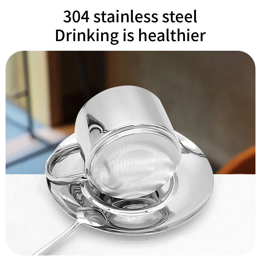 Minimalist Nordic Party Drinkware 304 Stainless Steel Vacuum Insulated Coffee Mugs Small Spoon Saucer Boiling Water Safe Outdoor