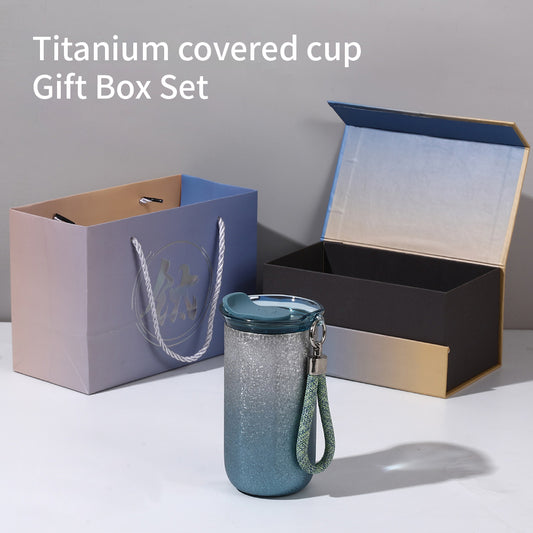 Titanium Coated Thermos Coffee Tea Tumbler 400ml Stainless Steel Insulated Car Thermal Mug Portable Cup Water Bottle Flasks