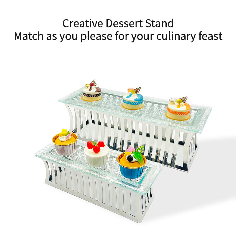 Modern Reusable Stainless Steel Circle Double Layer Eco-Friendly Buffet Dessert Stands High Risers for Catering Decorations Cake