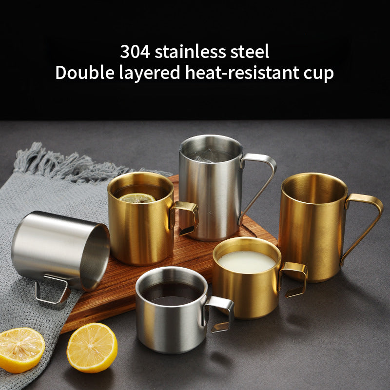 Drinking Metal Mug Custom Camping Cups Handle Coffee Breakfast Travel Mug Stainless Steel Toddler Espresso Cup Party Thermal