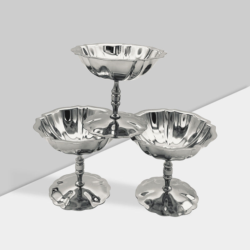 Premium Stainless Steel Ice Cream Cone Holders Dessert Cups Customized Logo Mini Dishwasher Safe Frozen Dessert Supplies