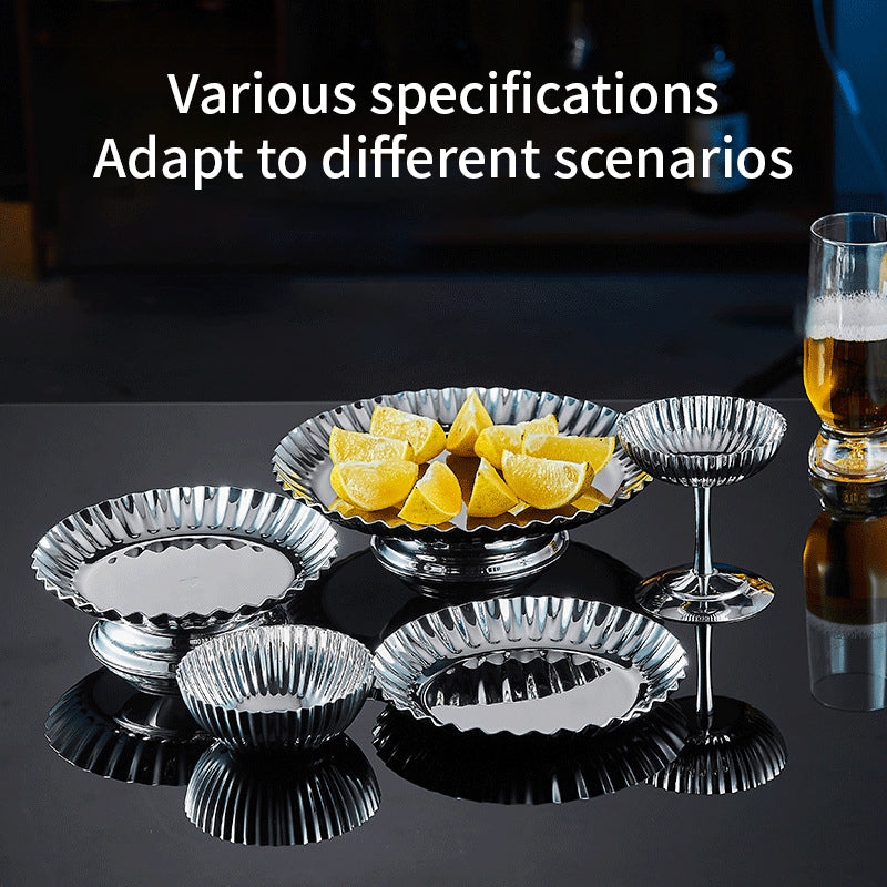 Yurtrain Korean Style Frost Oval Shape Stainless Steel Outdoor Tea Table Dried Fruit Plate Ornaments Creative Snack Bowl Fruits