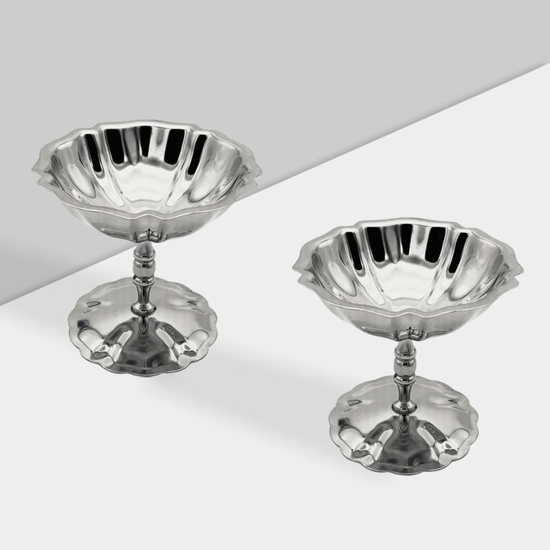 Premium Stainless Steel Ice Cream Cone Holders Dessert Cups Customized Logo Mini Dishwasher Safe Frozen Dessert Supplies