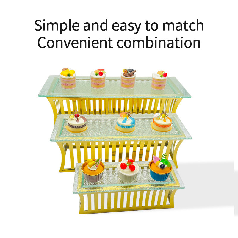 Modern Reusable Stainless Steel Circle Double Layer Eco-Friendly Buffet Dessert Stands High Risers for Catering Decorations Cake