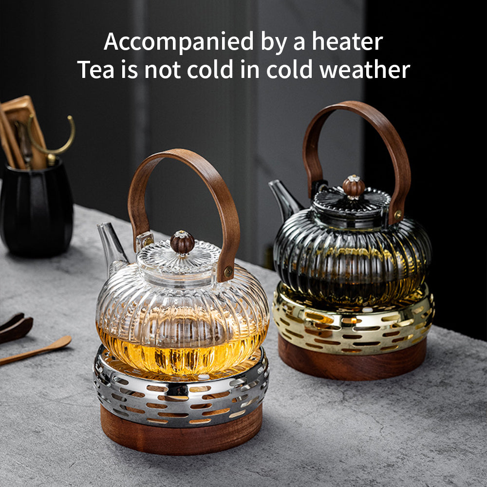 Hot Sale Yurtrain Luxury Heat Resistant Clear High Borosilicate Glass Flower Tea Stove Teapot 24h Keep Warm Health Pot Infuser