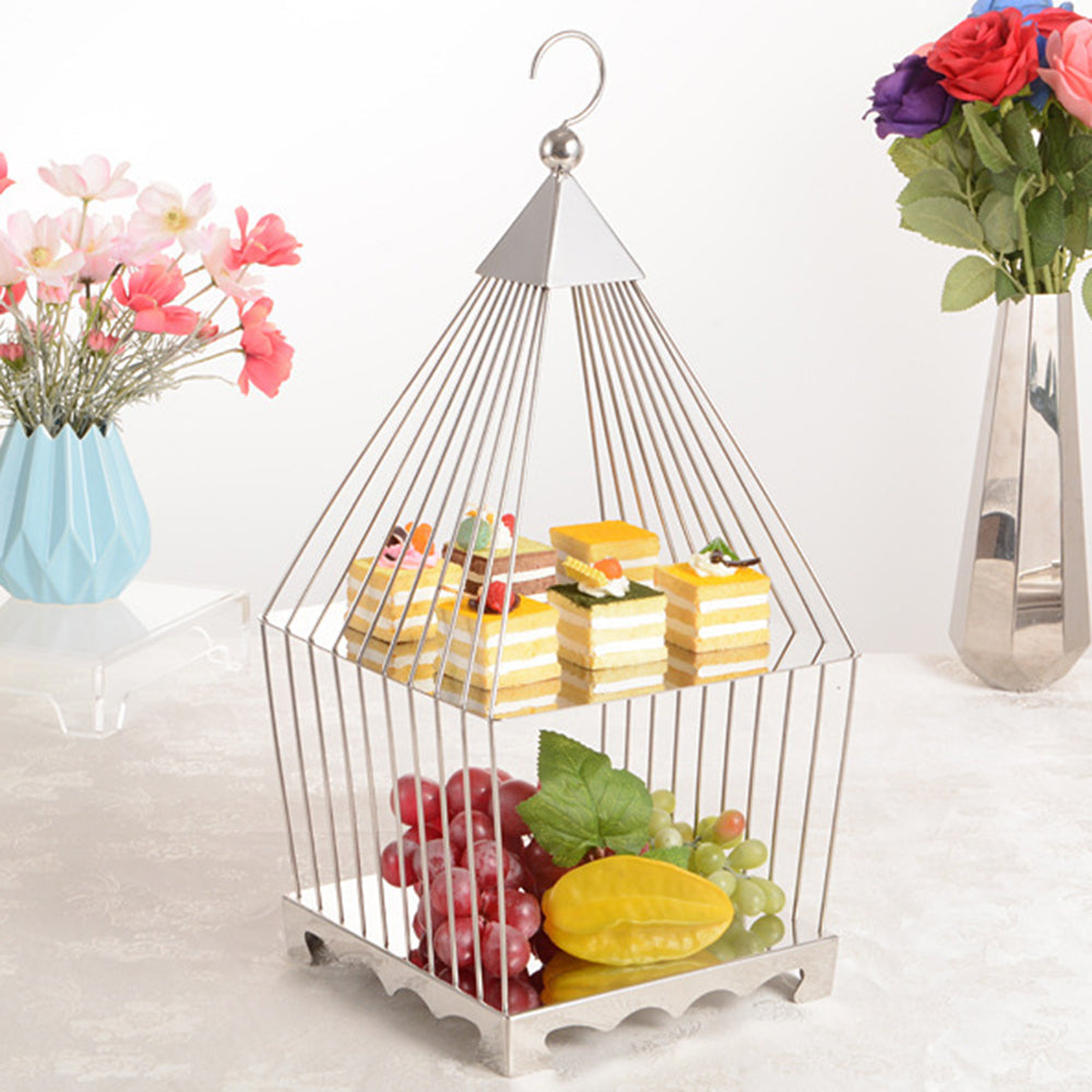 Buffet Cake Display Stands Circle Shape Double Layer Stainless Steel Modern Wedding Reusable Eco-Friendly Golden Wholesale