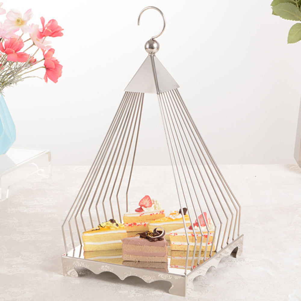 Buffet Cake Display Stands Circle Shape Double Layer Stainless Steel Modern Wedding Reusable Eco-Friendly Golden Wholesale