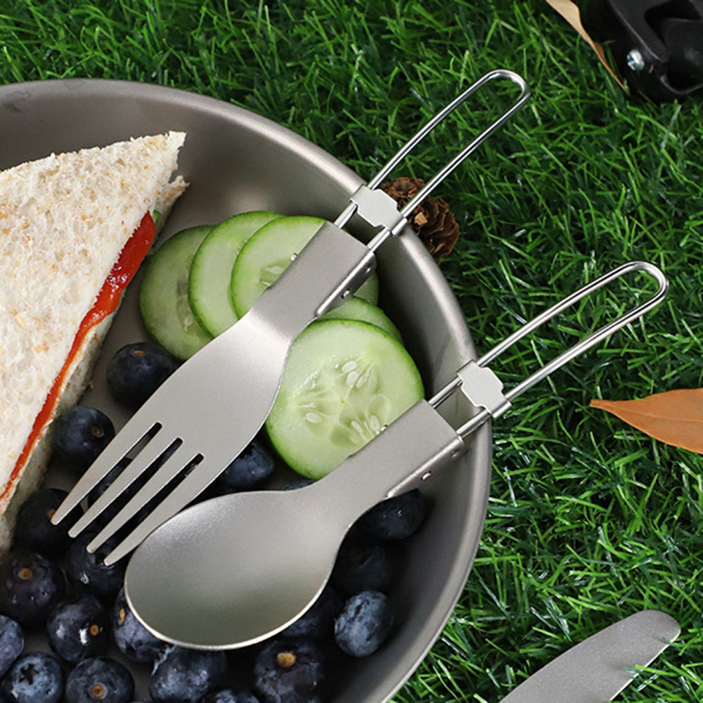 Titanium Spoon Fork Knife Cutlery Sets Portable Tableware for Outdoor Camping Equipment Camping Cutlery Set