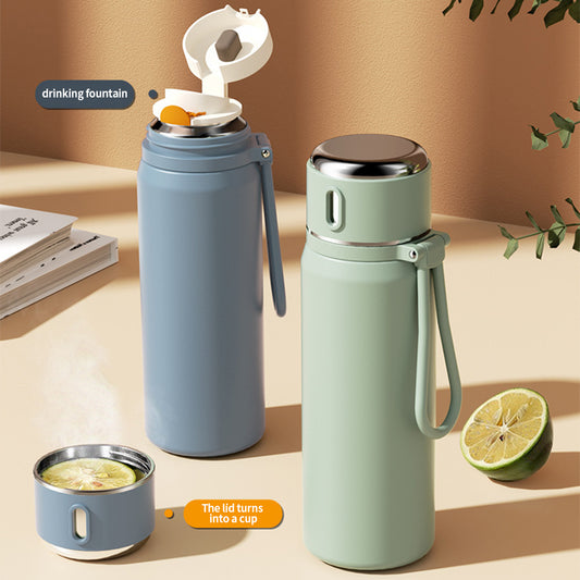 Yurtrain Customized 450ML/550ML Vacuum Insulated 316 Stainless Steel Water Bottle Sports Drinking Cup with String Lid