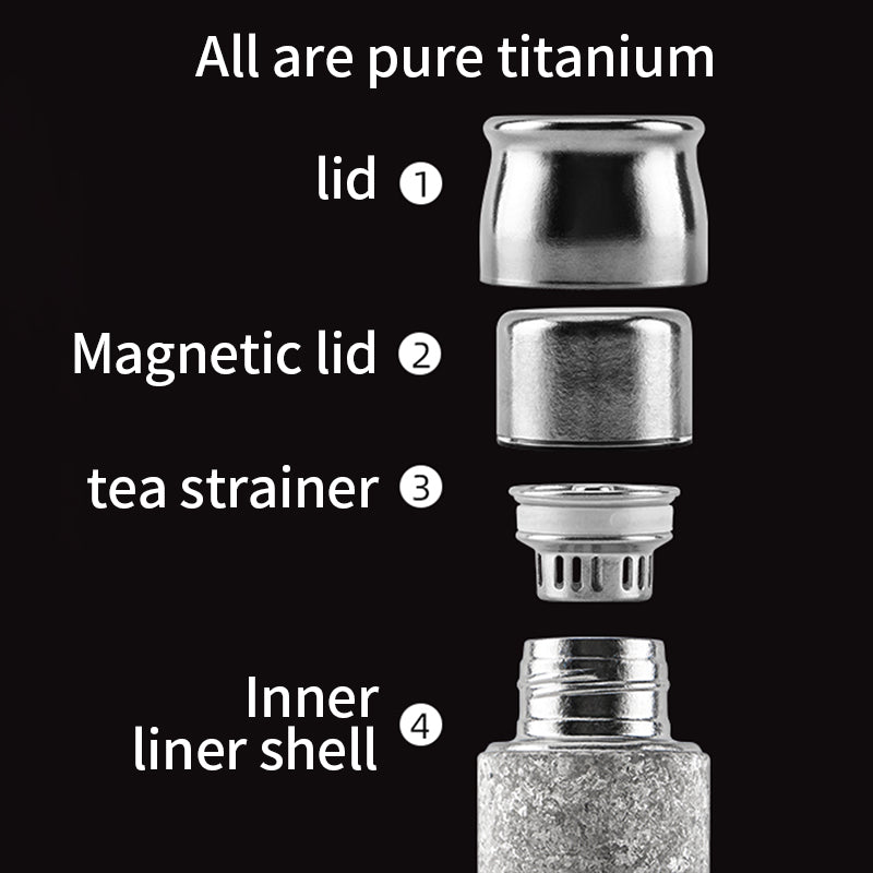 100% Titanium Double-Walled Vacuum Insulated BPA Free Portable Sport Water Bottle Filter Tea Coffee Wine Whisky Luxury Business