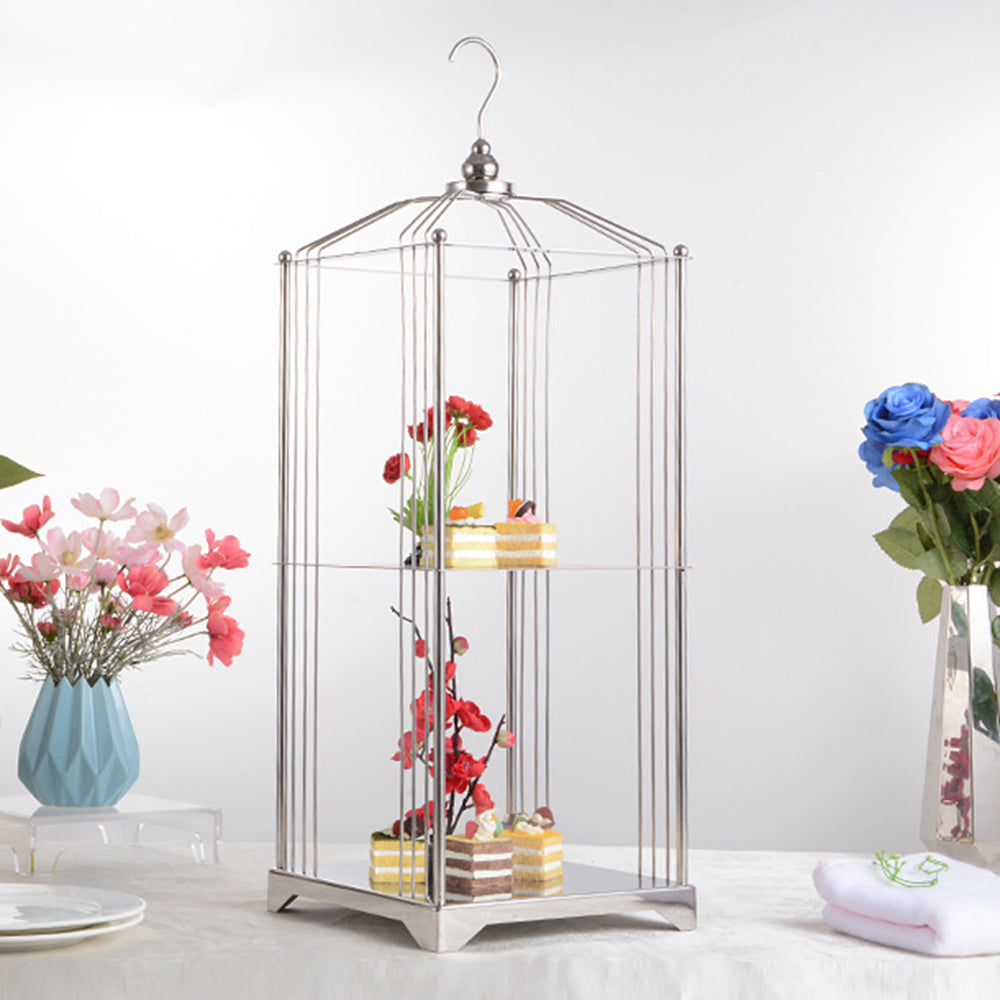 Buffet Cake Display Stands Circle Shape Double Layer Stainless Steel Modern Wedding Reusable Eco-Friendly Golden Wholesale