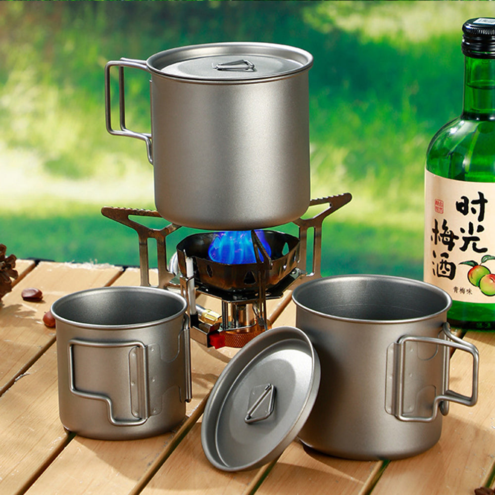 Yurtran Custom Outdoor Pure Titanium Mug Foldable Handle Delivery Storage Bag Portable Storage Camping Hiking Picnic Tableware