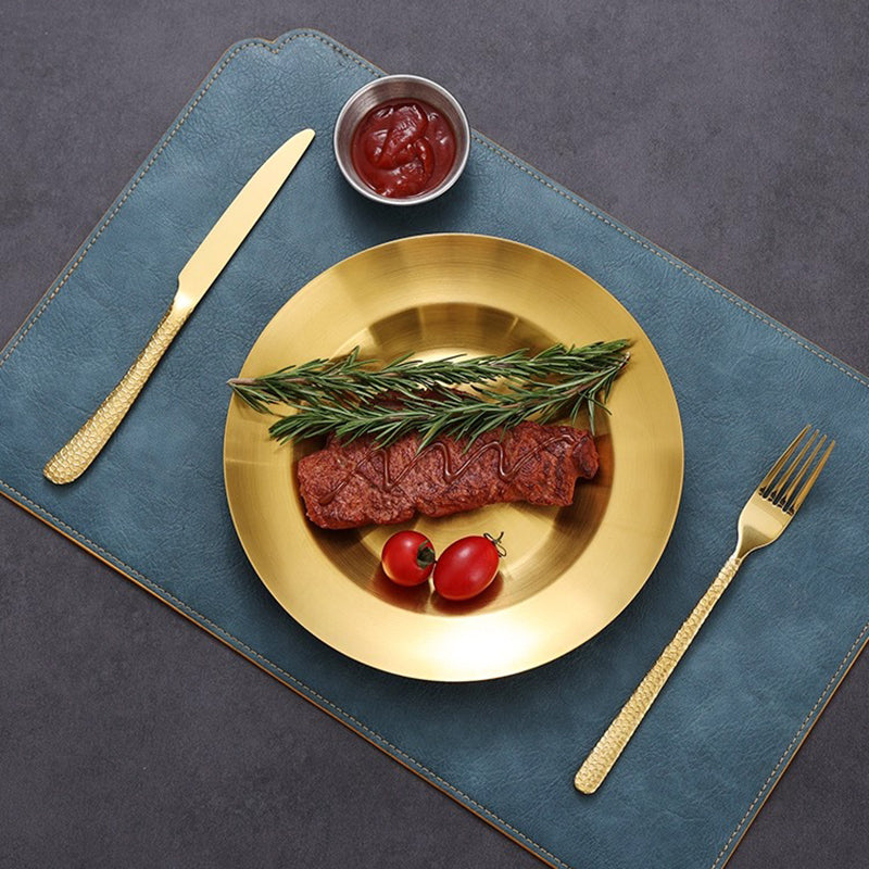 Yurtrain Korean Style Stainless Steel Round Dish Pan for Restaurants for Baking Pizza Pie Cake Tableware Plate Tableware