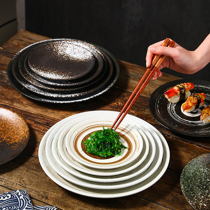 Japanese Creative Ceramic Serving Plates Vintage Porcelain Kiln Change Glazed Tableware Dinner Plate Sushi Steak Pasta Dishes