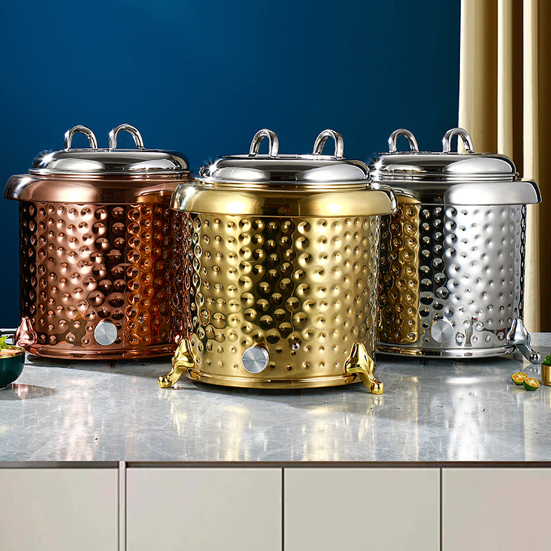 Yurtrain Luxury Hammer Pattern Electric Heating Soup Pot Commercial Catering Equipment Stainless Steel Restaurants Use
