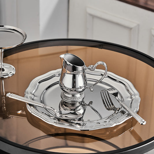 Retro Nordic Inspired Stainless Steel Tray Polished Frost Technique Food Grade Disposable Afternoon Tea Dessert Cake Snack Plate