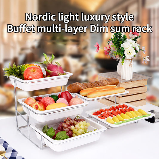 3 Tier Reusable Stainless Steel Wedding Cake Serving Stand with Modern Design for Food Display and Buffet Catering