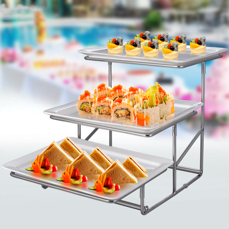 3 Tier Reusable Stainless Steel Wedding Cake Serving Stand with Modern Design for Food Display and Buffet Catering