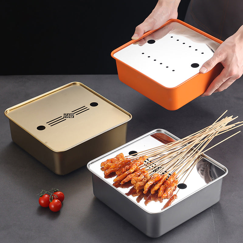 Square Stainless Steel Camping Grills Hold Furnace Heating Oven Charcoal Alcohol Stove Grilled Plate Household Outdoor