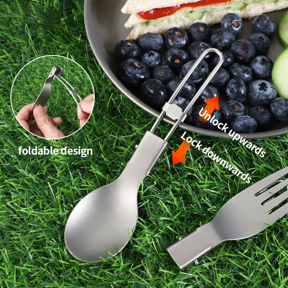 Titanium Spoon Fork Knife Cutlery Sets Portable Tableware for Outdoor Camping Equipment Camping Cutlery Set