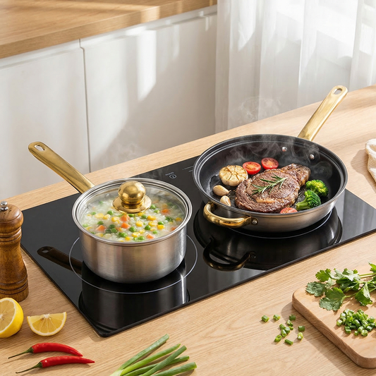 Yurtrain 12 Piece Pots Sets Nonstick Cookware Kitchen Cooking Pot Set Non-Stick Cookware Set 401 Stainless Steel Kettle