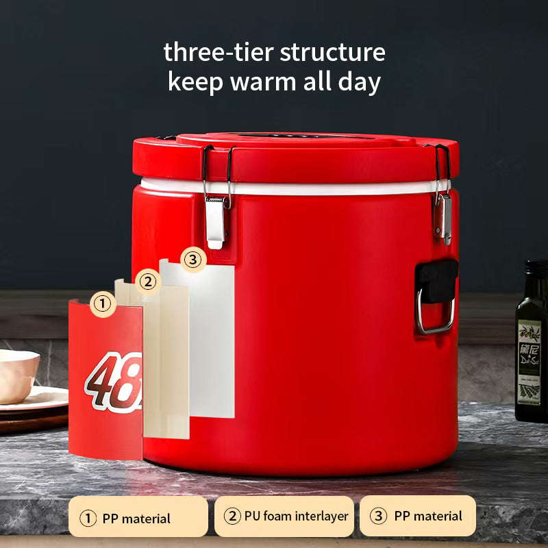 Yurtrain Stainless Steel Insulated Rice Bucket Double-Layer Restaurant Food Storage Warmers for Home Kitchen Metal Food