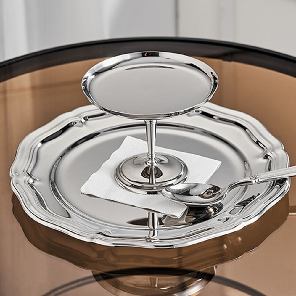 Retro Nordic Inspired Stainless Steel Tray Polished Frost Technique Food Grade Disposable Afternoon Tea Dessert Cake Snack Plate