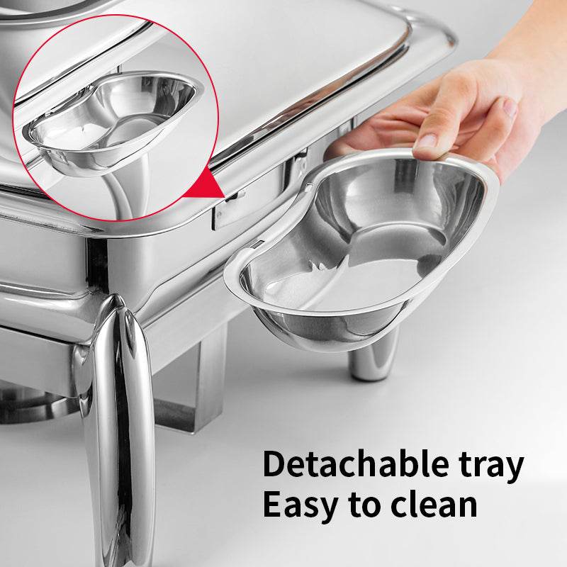 Yurtrain Commercial Stainless Steel Rectangular Buffet Food Warmer Hotel Chafing Dish Warming & Holding Equipment