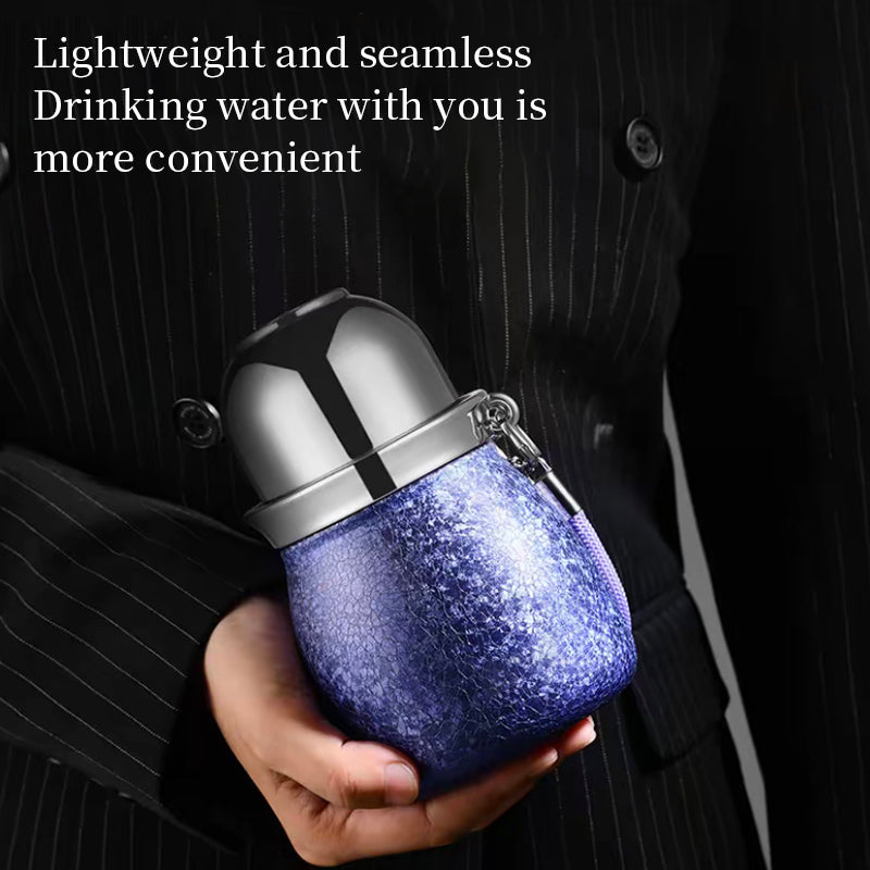 High Quality Luxury 380ML Ice Cracked Stainless Steel Coated Titanium Vacuum Insulated BPA Free Drinking Bottle Business Gifts