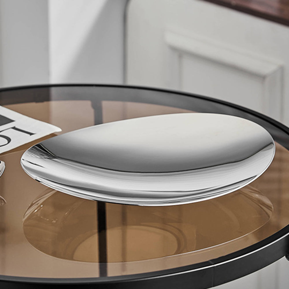Yurtrain Home Decorative Frost Technique Stainless Steel Oval Korean Style Food Grade Serving Candy Tray & Dry Fruit Plate