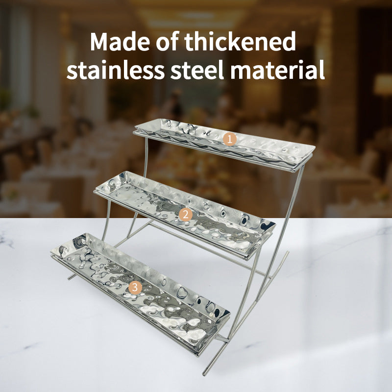 Buffet Gold Stainless Steel Modern Handmade Wedding Cake Stand Double Layer Reusable Multipurpose Storage Rack Dessert Cakes