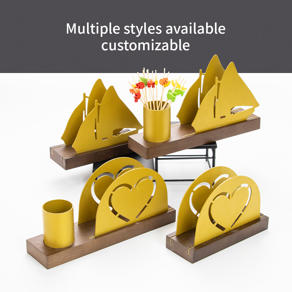 Luxury Table Decoration Accessories Freestanding Upright Other Material Tissue Napkin Holder Stand Gold Contemporary Durable