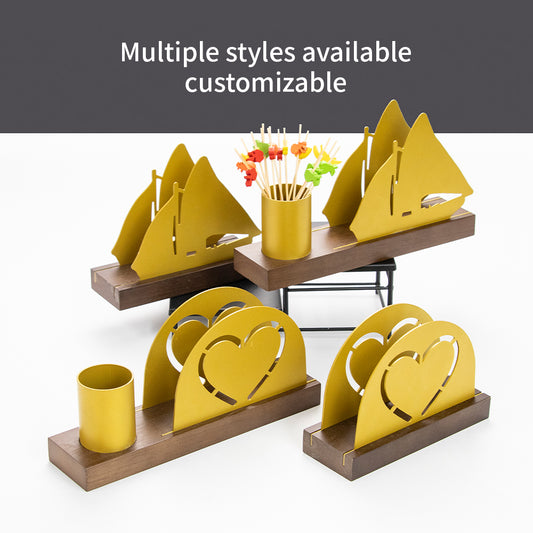 Luxury Table Decoration Accessories Freestanding Upright Other Material Tissue Napkin Holder Stand Gold Contemporary Durable