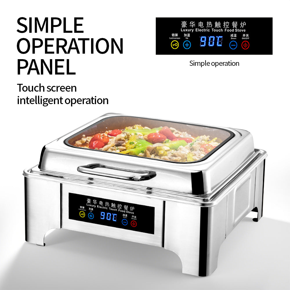 Yurtrain Stainless Steel Rectangular Self-Serve Food Warmer Chaffing Dishes for Catering Banquets & Parties