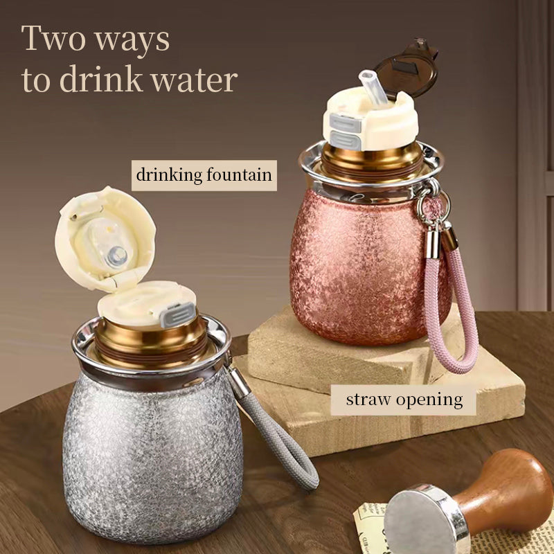 High Quality Luxury 380ML Ice Cracked Stainless Steel Coated Titanium Vacuum Insulated BPA Free Drinking Bottle Business Gifts