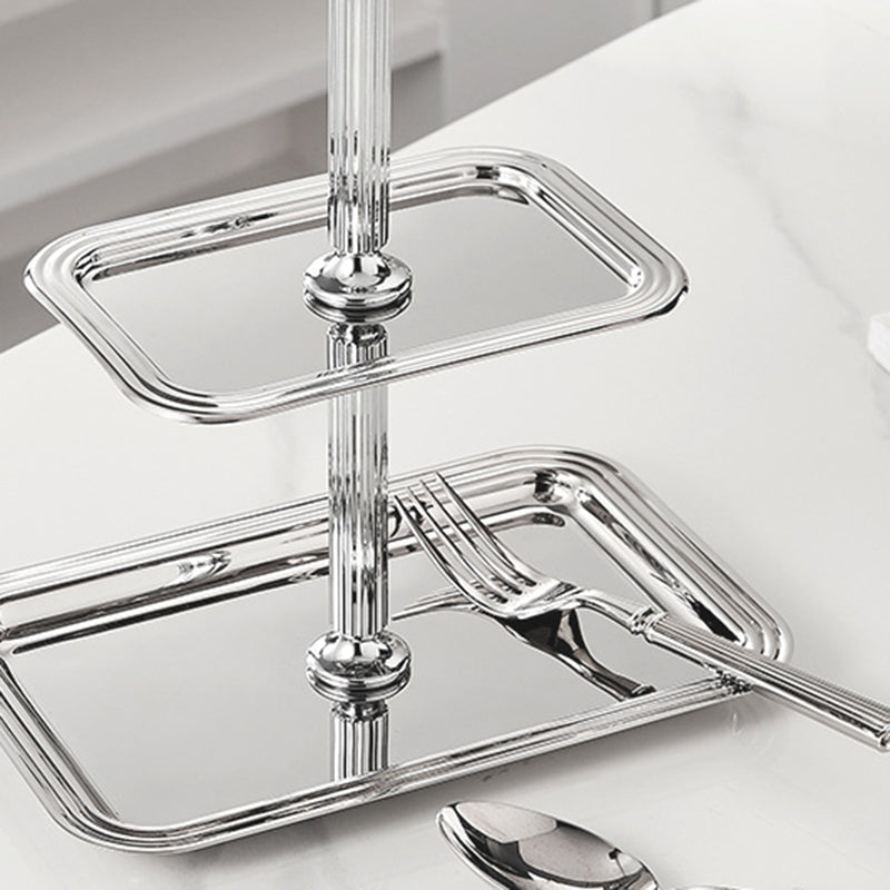 New Design Modern Eco-Friendly Party Dessert Stand Cupcake Display Tray Set Cute Bear Stainless Steel Luxury 2 Tier Silver