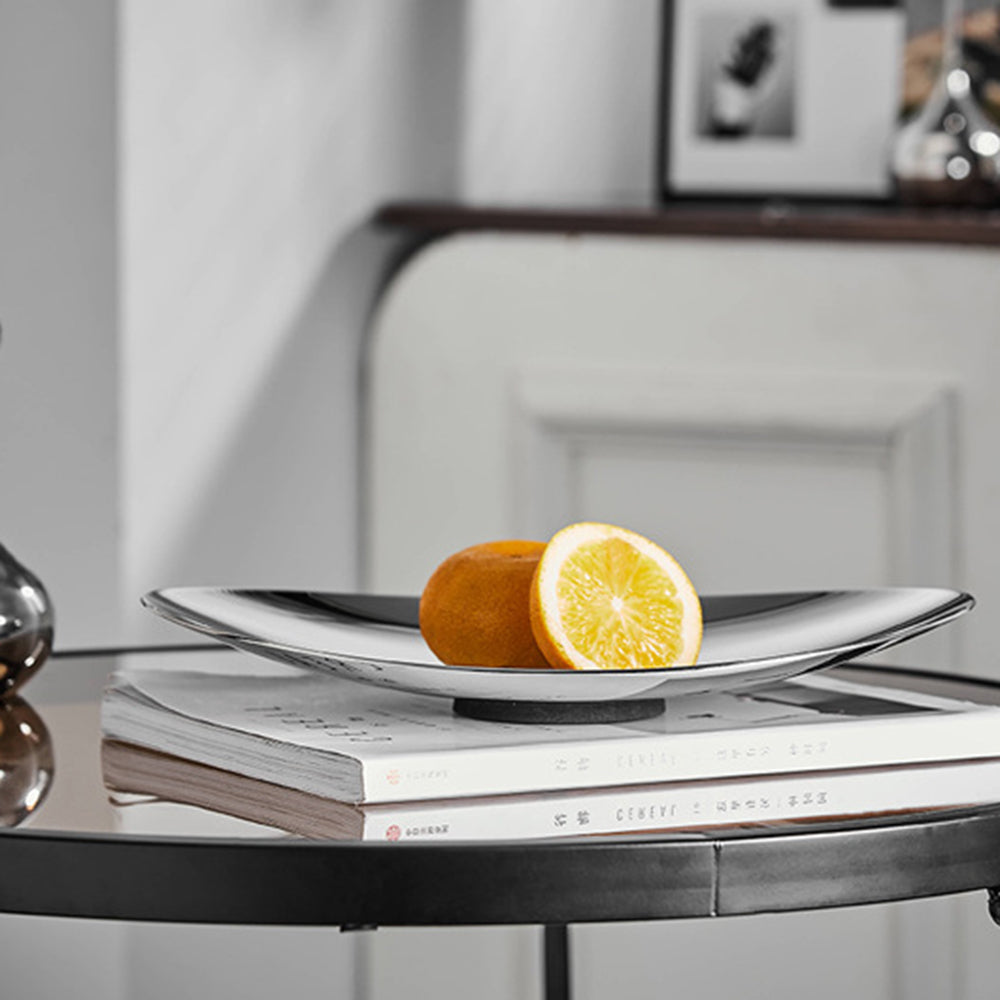 Yurtrain Home Decorative Frost Technique Stainless Steel Oval Korean Style Food Grade Serving Candy Tray & Dry Fruit Plate