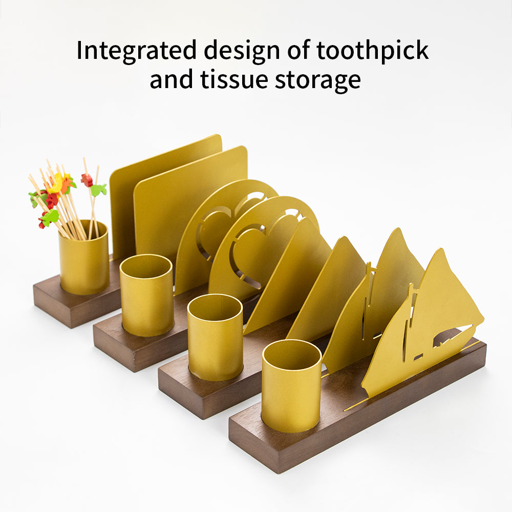 Luxury Table Decoration Accessories Freestanding Upright Other Material Tissue Napkin Holder Stand Gold Contemporary Durable