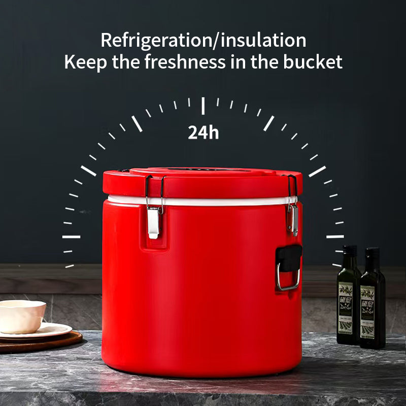 Yurtrain Stainless Steel Insulated Rice Bucket Double-Layer Restaurant Food Storage Warmers for Home Kitchen Metal Food